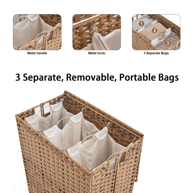 Laundry Hamper with Wheels&Lid, 50.2 Gallons(190L) Rolling Laundry Basket with