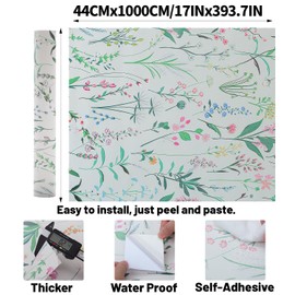 LOVADA Peel and Stick Wallpaper - 17.5INX393.7inch Spring Vintage Flower Vinyl Contact Paper for Cabinet, Modern Home Decor