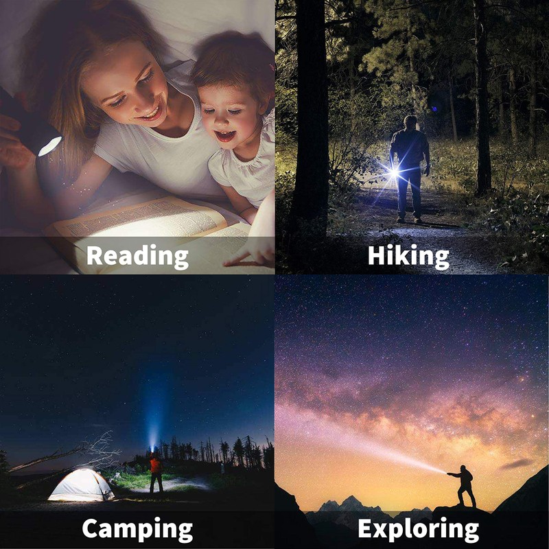 JARDLITE 8 Pack LED Emergency Handheld Flashlight, Adjustable Focus, Water