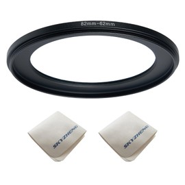 82mm Lens to 62mm Camera Lens Adapter 82mm to 62mm Step Down Ring Adapter Ring for All Brands of UV ND CPL, with Premium Lens Wiping Cloth 2 Pack (82mm-62mm)