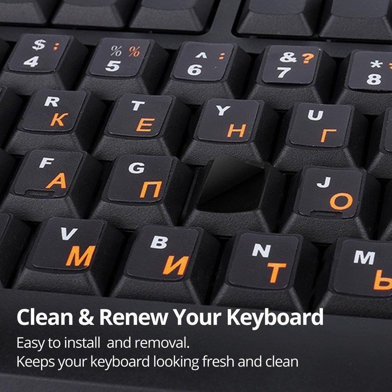 Russian Keyboard Stickers[5 in 1],Cyrillic Keyboard Letter Replacement Sticker Black