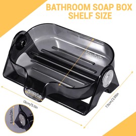 LELE LIFE Self Draining Soap Dish for Shower, Rotating Bar Soap Holder Soap Saver Tray with Drainage for Bathroom, Kitchen Sink, Bathtub, Keep Soap Dry (Clear Grey)