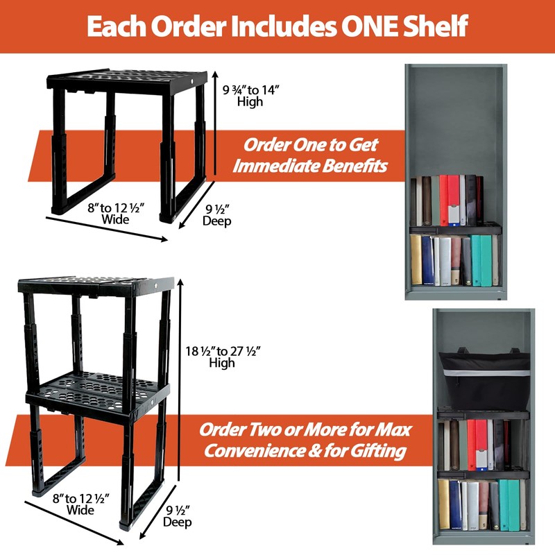 ABLinox Locker Organizer Shelf， Adjustable Width and Height, Ideal Locker