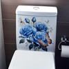 Beautiful Blue Roses Toilet Cover Sticker Decals,Fish Bird Flower Leaf