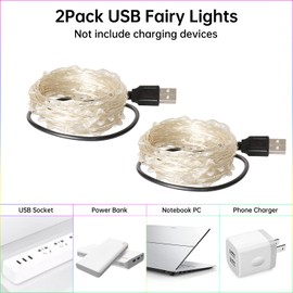 Blingstar Fairy Lights Multicolor Christmas Lights USB Powered Colored String Lights 2 Pack 33Ft 100 LED Copper Wire Lights for Indoor Outdoor Xmas Tree Bedroom Wedding Birthday Camping Party Decor