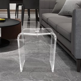 Acrylic Stool Bench 16*12*19in Multifunctional,Office Foot Stool Bath Chair Seat Kids Step Chair,Balcony Mini Coffee Table Set,Laptop Stand Dresser Dessert Display,Shower Assist Stool Bearing 300lbs