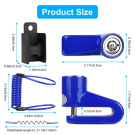Ainiv Disc Brake Lock, Anti-Theft Cable Lock for E Scooter, Bike, Electric Bike, Skateboards, Strollers, Lawnmowers - Waterproof 5FT /12mm Cable with 2 Keys - Blue