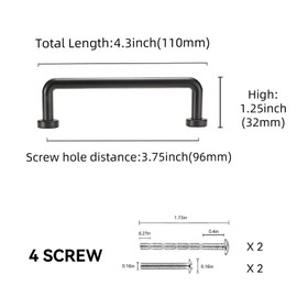 POVEFONK 10 Pack 3.75 inch(96mm) Matte Black Kitchen Cabinet Handles Cabinet Pulls Black Drawer Pulls Kitchen Cabinet Hardware Kitchen Handles Drawer Pulls Dresser Handles