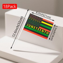 TMHTMH Juneteenth Small Handheld Flags with Solid Plastic Sticks- Mini June 19th 1865 Black History Month Freedom Day Handheld Flags Decoration on Stick,5x8 Inch,18 Pack