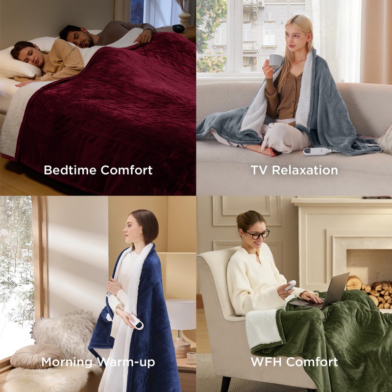 Bedsure Electric Blanket Full Size - Soft Flannel Heated Blanket,