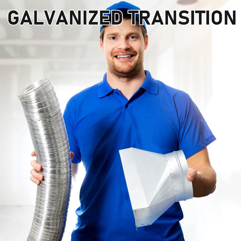 Tandefio 3-1/4" x 10" x 6'', 6" Diameter Galvanized Transition