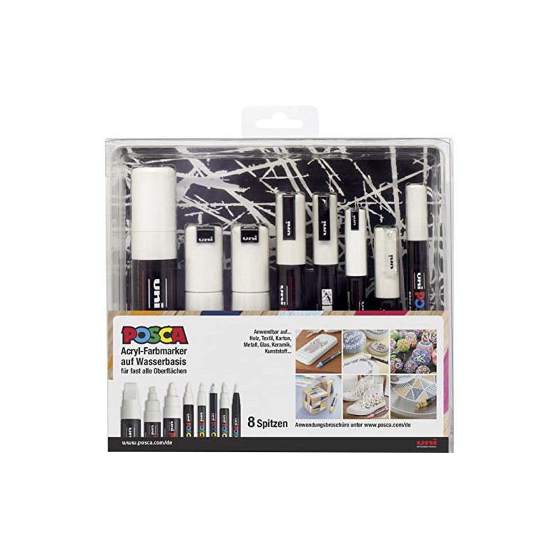 Faber-Castell uni-ball 186803 POSCA Marker Tip Set, White, Set of