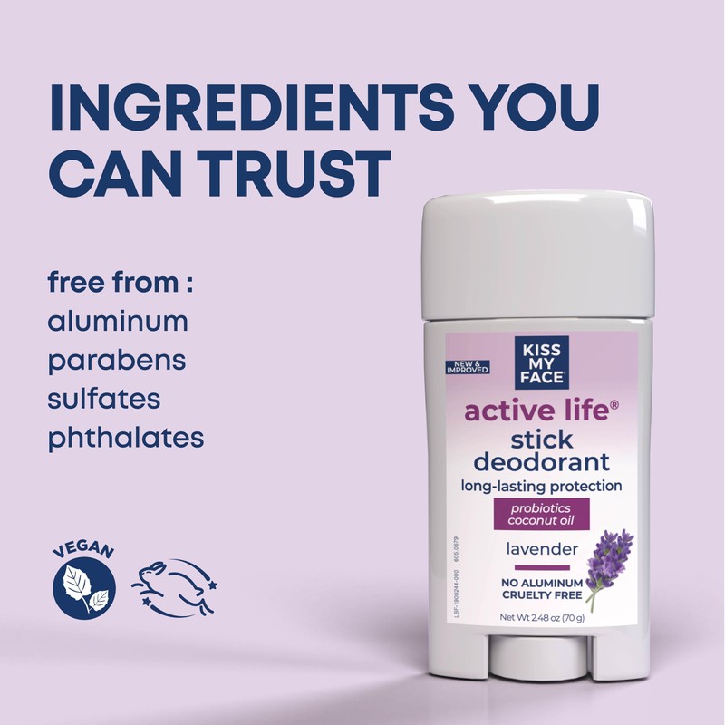Kiss My Face Active Life Deodorant Contains Naturally Derived Ingredients,