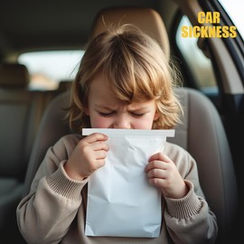 50 Pack Disposable Aircraft Emesis Throw Up Bags, 2L Paper Leak Resistant Medical Grade Morning Sickness Nausea Bag for Pregnant Women Patient Air Car Boat Traveling Camping Emergencies Hangover Puke