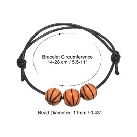 PATIKIL 11mm Basketball Charm Bracelets, 12 Pcs Sports Beads Bracelet Inspirational Wristbands for Teen Adults Sport Theme Party Favors, Brown