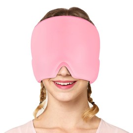 Tyuodna Migraine Mask, Stretchy Migraine Hat, Reusable Ice Cap Headaches, Gel Cooling Hat, Migraine Relief Cap for Puffy Eyes, Tension, Sinuses and Stress Relief (Pink)