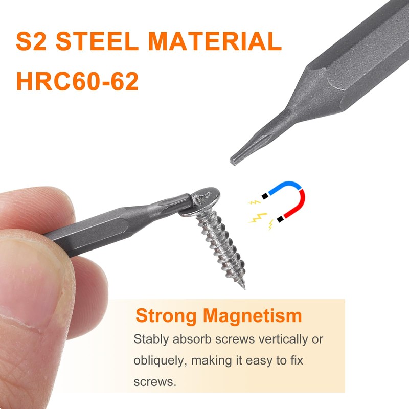 sourcing map 3pcs P2 Pentagon Screwdriver Bit 5/32" Hex Shank