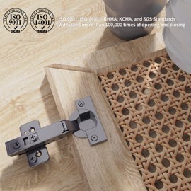 Chibery 30 Pack Frameless Full Overlay Soft Close Concealed Hinges, Black Titanium Plated, Self Closing, 105° Open Angle 3D Adjustment, Stop 85 ＆ 105 Degrees, Clip On, Stainless Steel for Cabinet Door