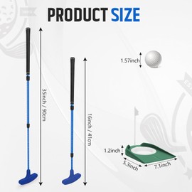 MultiOutools Golf Putters for Men and Women, 2 Pack Adjustable Golf Club Sets with 6 Balls & 2 Flag Cups, Two-Way Mini Putters Training Clubs for Children, Teenagers, Adults - Black & Blue