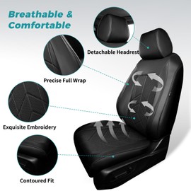 FEINEPRO for Honda CRV Seat Covers Custom Fit 2017-2022 EXL EX LX Sport,Touring,Hybrid - Luxury Waterproof Leather Car Seat Covers Full Set - Black
