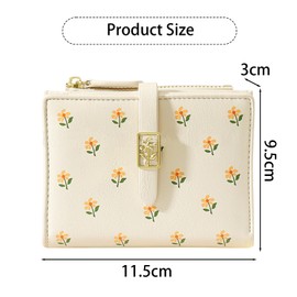 Xetpc Coin Purse, Women's Small Flower Wallet Compact Bi-fold Ladies Wallet, Cash Pocket Card Purse Card Holding Bag with Zip for Women Travelling Money Bag