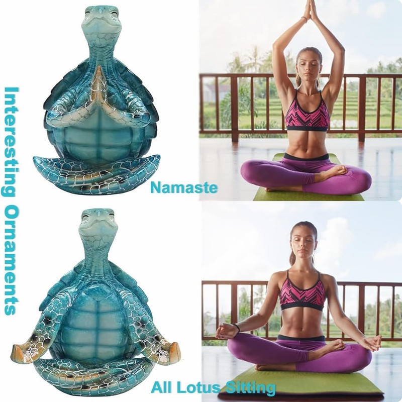 Wisboey 2 Pieces Sea Turtle Yoga Figure Decorations Meditation Yoga
