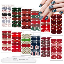 WOKOTO 12 Sheets Christmas Nail Polish Strips Full Nail Wraps Santa Claus Elk Snow Man Christmas Tree Christmas Gel Nail Polish Stickers Nail Wraps for Women Sticker Nail Polish Wraps for Nails