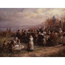 HISTORY GALORE 24x36 Gallery Poster, Thanksgiving at Plymouth, Oil on Canvas by Jennie Augusta Brownscombe, 1925 National Museum of Women in The Arts