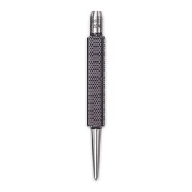 Starrett Steel Center Punch with Square Shank and Knurled Finger Grip - Hardened and Tempered, 3-3/4" Length, 3/32" Diameter Tapered, 3/8" Square Thickness - 264C