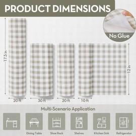 Drawer and Shelf Liner for Kitchen Cabinet Liner Non-Adhesive Non-Slip Shelf Thick Strong Grip Waterproof Contact Paper Easy to Clean for Shelves, Cupboard, Desks,Green Plaid,12IN X 30FT