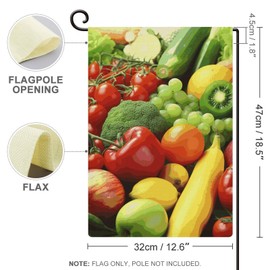 Garden Flags12.6x18.5 Inch Double Sided Fresh Vegetables Fruits Printed Yard Flags Garden Flags for Outside Decorative Garden Flags for Outside Yard Decoration