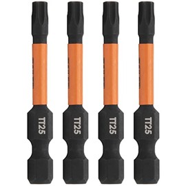 TORX T25 Tamper Proof Bits - Railer T25 TORX Security 2 Inch Bits. 1/4 Inch Hex Shank S2 Steel Tamper Resistant Star Bits (4 Pack)