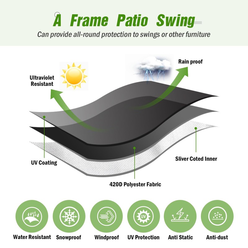 Kasla Outdoor Swing Cover for A Frame Patio Swing, 89"L×50"W×77"H