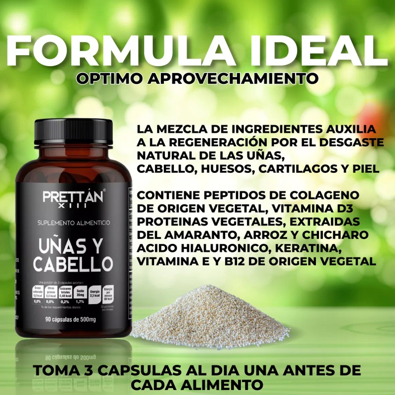 Suplemento Con Nutrientes Para Uñas Y Cabello 500mg Prettan