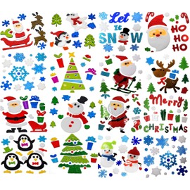 16 Sheets Christmas Window Stickers, Christmas Gel Clings