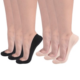 Soxbang Mujeres Calcetines Para Mujer Truly No Show Para Tacones Planos Calcetines Antideslizantes De Algodón Con Corte Ultra Bajo (6-Black+Nude) 8-9.5 6-3 Negro + 3 Desnudo