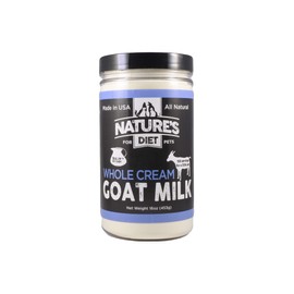 Nature's Diet Pet Dried Whole Cream Goat Milk for use as High Protein, Hypoallergenic Digestion, Anti-inflammatory Powdered Instant Meal Topper (16 oz = 53 Cups or 159 Servings)