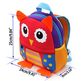 Sumnacon School Bag Nursery Cute School Bag Giraffe Figure Bag Neoprene Bag for Kids Primary School Nursery 33cm x 26cm x 10cm (Large, 3-7 Years), red