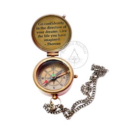 Thoreau's Go Confidently Engraved Graduation Gift for him, Camping Compass with Leather Pouch Boating Hiking Religious Gifts, Missionary Gifts Keepsake. Confirmation Gift Direction Compass