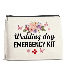 UPNEGE Wedding Makeup Bag Gifts for Bride Bridesmaids, Wedding Day Emergency Kit Floral Cosmetic Bag Zipper Makeup Pouch