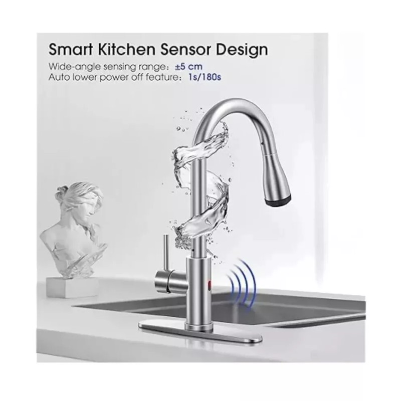 WaterSong Touchless Kitchen Faucet Sink w/ Smart Sensor WS062200 Brushed