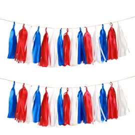 AimtoHome Red White Navy Paper Tassel, 15 Pack, Party Decorations for Birthday, Baby Shower, Sprot Game,Graduation