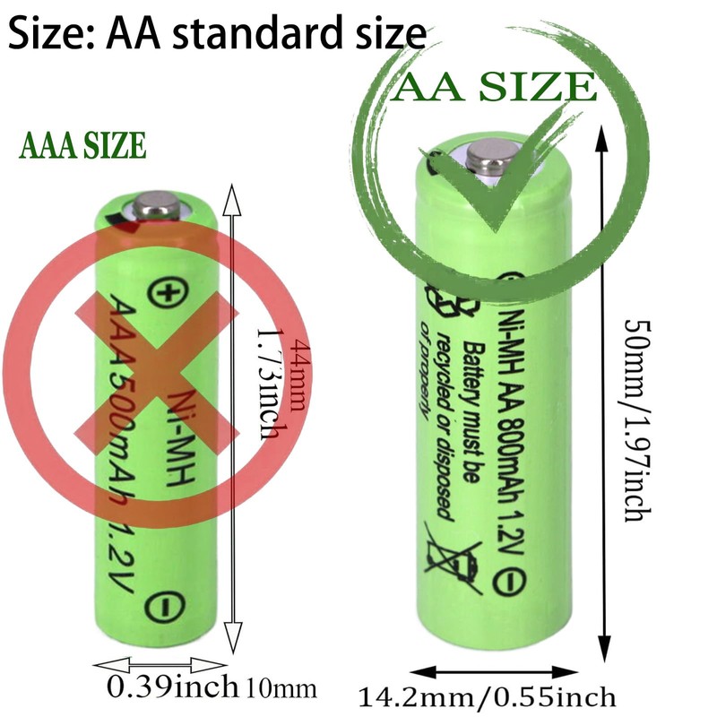 Yibatopow 16 Packs 1.2V Ni-MH Rechargeable AA Batteries 800mah,Double A