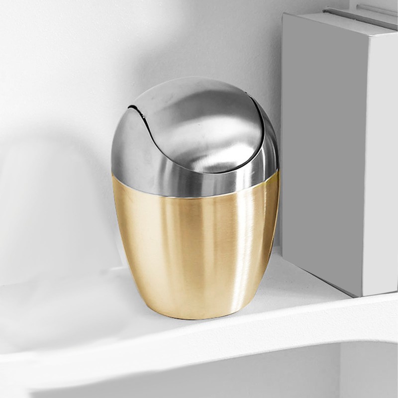 Desktop Small Trash Can Multipurpose 304 Stainless Steel Mini Trash