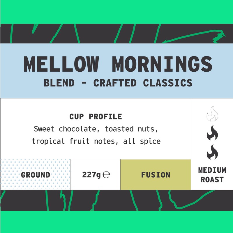 Coffee Ground, 227g Bag Mellow Mornings Blend Espresso Ground Coffee,