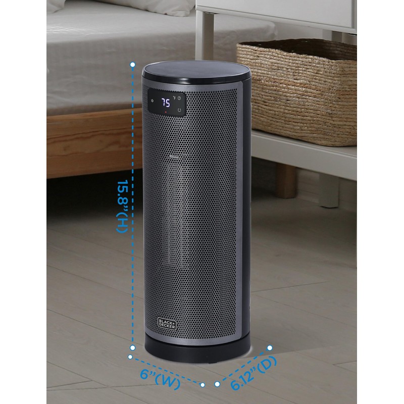 BLACK+DECKER Ceramic Oscillating Tower Heater with Remote Control, Space Heater
