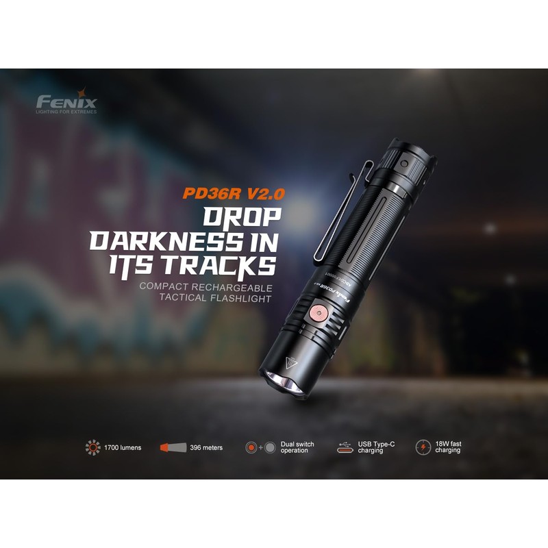 FENIX PD36R V2.0 1700lm - wiederaufladbare Taschenlampe