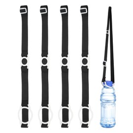 PATIKIL Water Bottle Lanyard, 4 Pcs Adjustable Holder Shoulder Strap with White Ring Buckle Carrier Clips for Hiking Walking Outdoor, Black (2.5CM, 5.0CM)