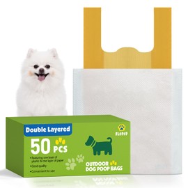 Dog Poop Bags with Tie Handle - 2-Ply Extra Thick & Leak-Proof Doggy Poop Bag, Unscented and Odor Blocking, 50 Count Doggie Bags – Easy to Open, No More Warm or Gross Pickups
