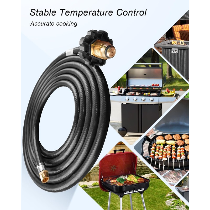 GUZIKO 12FT Replacement Propane Hose with 1/4" Inverted Male Flare,